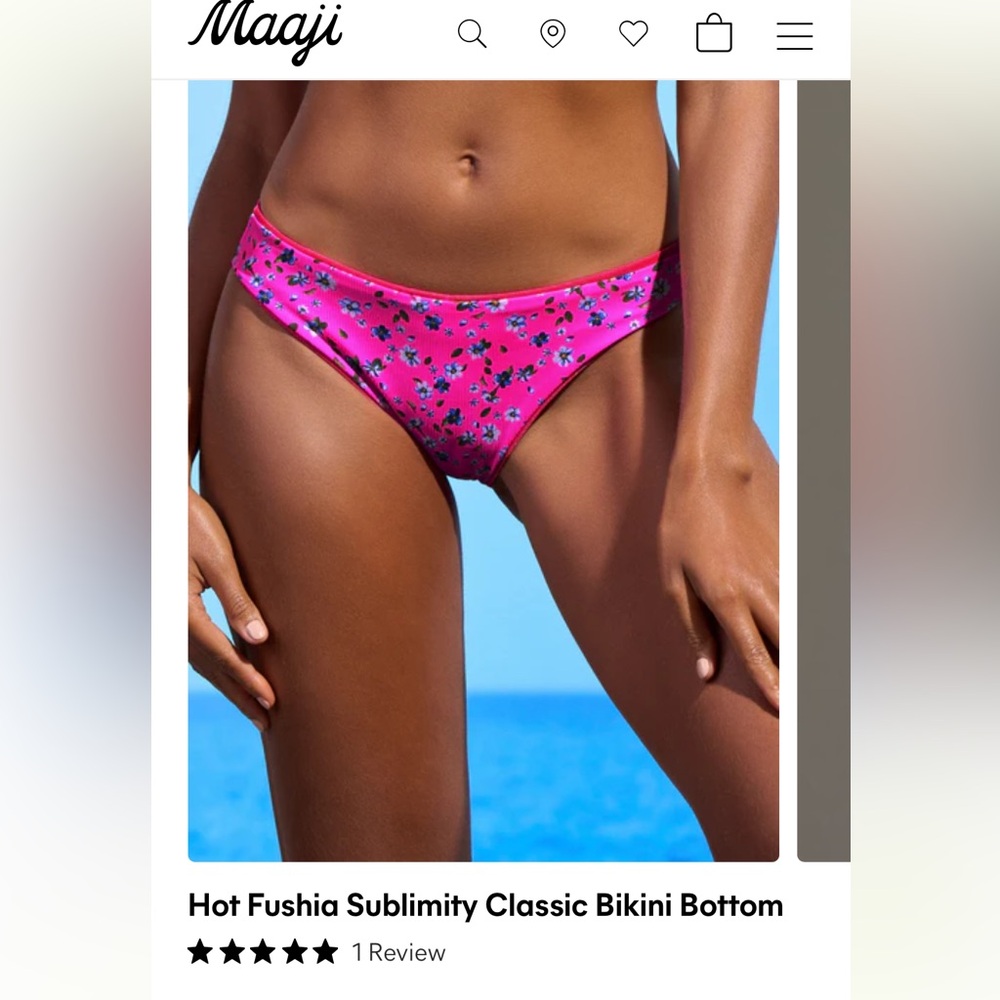 BNWT sparkly hot pink 2 pc. Reversible Maaji “Hot Fushia Sublimity Bikini” M.